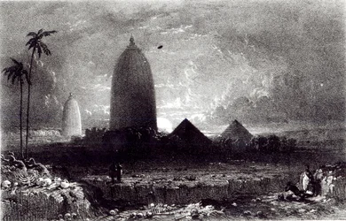 Jagannath Tempel, gegraveerd door A. Picken, 1837